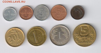 ФИНЛЯНДИЯ - 9 монет 1921-1993гг до 31.03.2014г 21-00 - ФИНЛЯНДИЯ - 9 монет