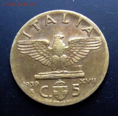 2 - Италия 5 чентезимо (1939) №1 Р