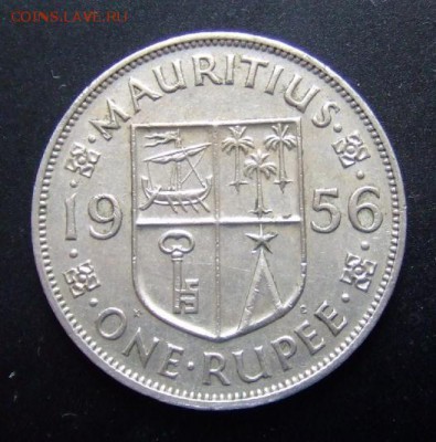 2 - Брит. Маврикий 1 рупия (1956) «Герб» Р