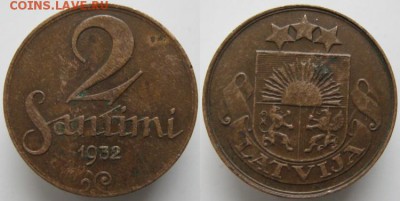Разная инострань - Латвия 2 сантима 1932   442