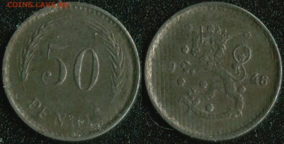 Финляндия 50 пенни 1946, 1 марка 1948 до 22:00мск 01.04.14 - Финляндия 50 пенни 1946