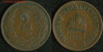 Венгрия 2 филлера 1909 до 22:00мск 01.04.14 - Венгрия 2 филлера 1909