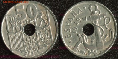 Испания 50 сантим 1949(52) до 22:00мск 01.04.14 - Испания 50 сантимо 1952