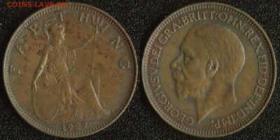 Великобритания пенни 1917, фартинг 1927 до 22:00мск 1.04.14 - Великобритания фартинг 1927