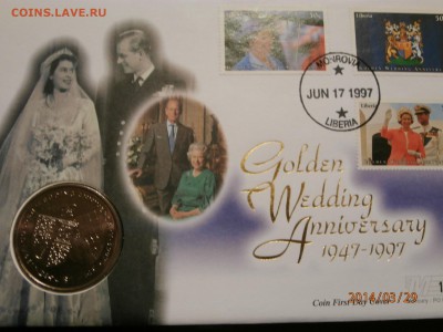 ЛИБЕРИЯ 1 доллар1997г.ЗОЛОТАЯ СВАДЬБА до 30.03 - P3290001.JPG