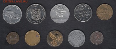 10 иностранных жетонов. Разные. - Жетоны а
