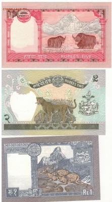НЕПАЛ 1, 2 И 5 РУПИЙ (3ШТ) ДО 03.04.14 В 22.00МСК - 1-1неп-раз