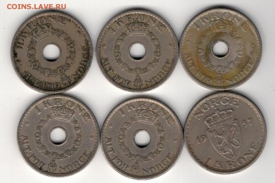 НОРВЕГИЯ КРОНА 1925-57 (6ШТ) ДО 03.04.14 В 22.00МСК (8308) - 4-нор1а