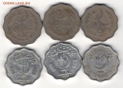 ПАКИСТАН 10 ПАЙСА 1964-85 (6ШТ) ДО 03.04.14 В 22.00 (7767) - 4-пак-п10