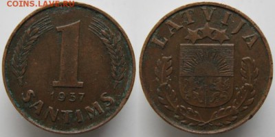 Разная инострань - 10 3 Латвия 1 сантим 1937   452