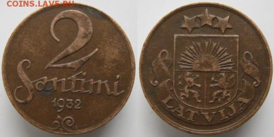 Разная инострань - 10 5 Латвия 2 сантима 1932   441