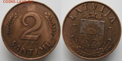 Разная инострань - 10 6 Латвия 2 сантима 1939   445