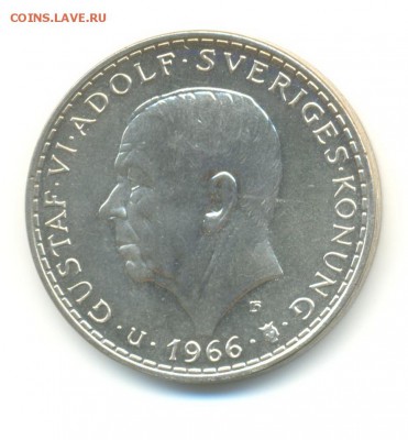 Ag. швеция 5 крон 1966. 100-летие реформ. UNC. до 3.04 22:00 - 8