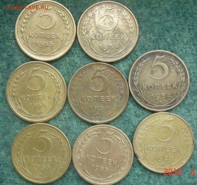 пятаки 8 шт  года 1953, 1954, 1955 ,1956 корткий  до 03 04 - DSC08740.JPG