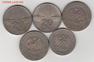 Польша 20 злотых 1973-84 (5шт) до 07.04.14 в 22ч (8309) - 4-пол20раз1