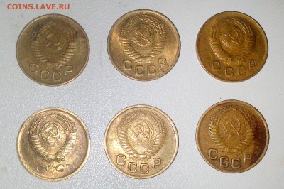 копейки 1949, 1953, 1954, 1954, 1956, 1964 - копейка