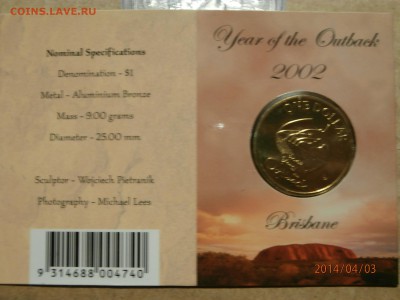 АВСТРАЛИЯ 1 дол. 2002г.ГОД МАЛОНАС.ОБЛАСТ.Брисбен до 04.04 - P4030027.JPG