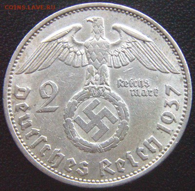 Германия (3-й Рейх)_2 рейхсмарки 1937(А); Ag; до 03.04_22.22 - 7841