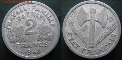 Разная инострань - 11 7 Франция 2 франка 1943   451