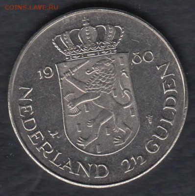 Нидерланды 2,5 гульдена 1980 до 06.04.2014 22-00 - Нидерланды 2,5 гульдена 1980 а