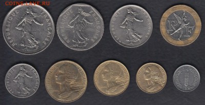 Франция 9 монет 1966-1994 до 06.04.2014 22-00 - Франция 9 монет р