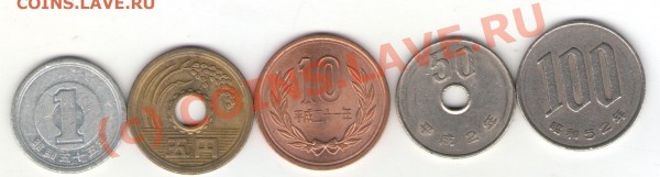 монеты Японии (5 шт.) до 09.03.10 в 22.00 мск - japan