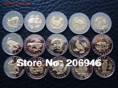 25 центов,10 и 20 Долларов 2013 г Канада - No-copy-Soviet-Union-red-book-15-Rare-Wildlife-animal-bimetallic-coins-Free-shipping-15pcs-lot