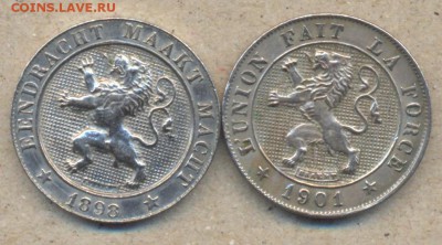 Бельгия 5 сантимов 1898,1901 г.г. - 5 сантимов 1