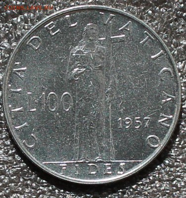 Ватикан 100 лир 1957. Тираж - 900 000. - 1