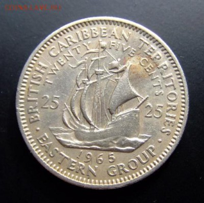 2 - Брит. Карибы 25 центов (1965) «Парусник» Р