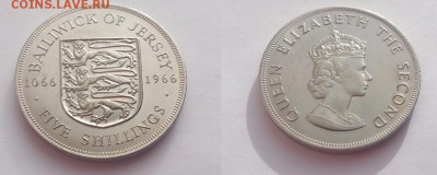 Кроны Гибралтар 1970 на обмен - Джерси 5 шиллингов 1966 а обе