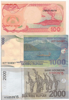 ИНДОНЕЗИЯ 100, 1000 и 2000 РУПИЙ (3ШТ) ДО 17.04 В 22.00МСК - 1-1инд-сет