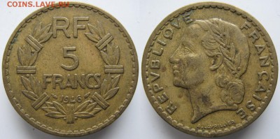 Разная инострань - 12 2 Франция 5 франков 1946     352