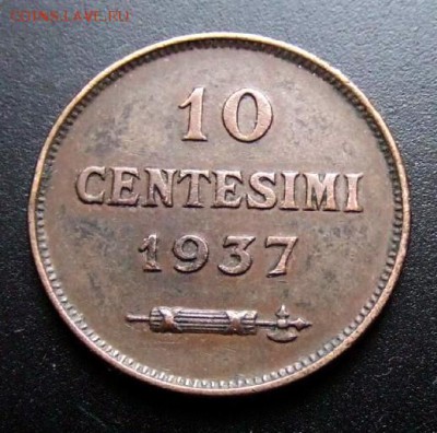 2 - Сан-Марино 10 чентезимо (1937) Р