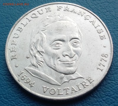 Франция 5 франков 1994 ВОЛЬТЕР, до 17.04.2014 МСК - 5 франков 1994 Вольтер-2