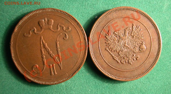 10 пенни Рус.Фин. 1917 г  2 штуки (В.П. + вензель.) до 12.03 - 10 пенни 1917 (вензель и ВП) аверс