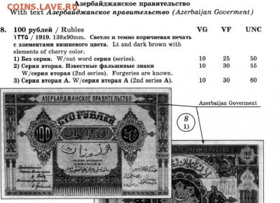 Азербайджан 100 рублей 1919 - !00 руб азери