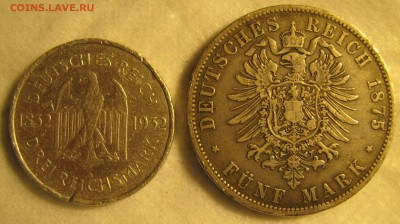 5 Марок 1875 Бавария, 3 марки Веймар 1932 - IMG_4999