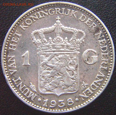 Отличный голландский серебряный гульден 1938; до 17.04_22.18 - 7941