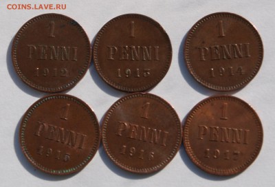 1 пенни 1912-17 гг.(6шт.)До 22.04.2014 г.,в 22-00 по Моск - penni 1