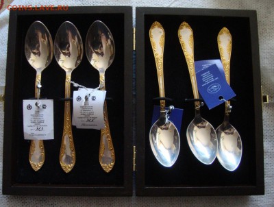 Ложки чайные, 6 шт., 925 проба, новые, позолота - T2
