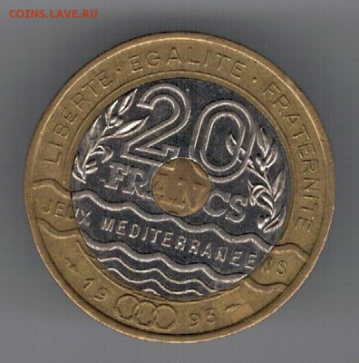 ФРАНЦИЯ 20 ФРАНКОВ 1993 ИГРЫ ДО 24.04.14 В 22.00МСК (8311) - 4-фр20а