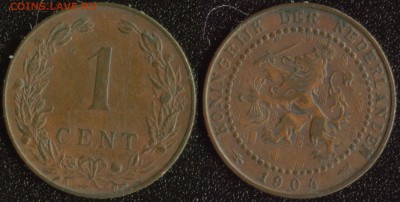 Нидерланды 1 цент 1904 до 22:00мск 23.04.14 - Нидерланды 1 цент 1904