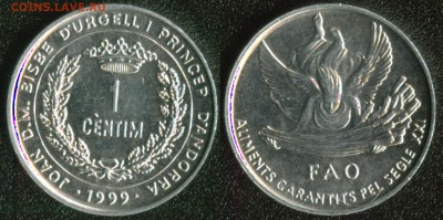 Андорра 1 сентим 1999 "ФАО" до 22:00мск 23.04.14 - Андорра 1 сентим 1999