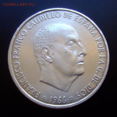 2 - Испания 100 песет (1966) Ag-0,8000 (d-34,5мм) А