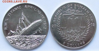 ОСТРОВ МЭН Кроны 2001 г. Гарри Поттер 5 монет АНЦ - Somaliland 5 Dollars 2002 Titanic.JPG
