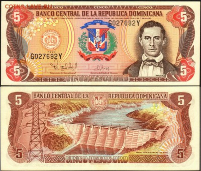 Доминикана 5  песо 1997 до 25.04. 22.00 мск - Доминикана 5 золотых песо 1997
