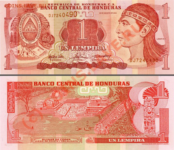 Красивые и интересные боны (UNC) - 1lempira Honduras