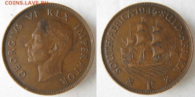 Разная инострань - 13 10 Южная Африка 1 пенни 1945   375