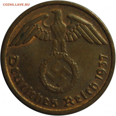 2 пфеннига Третий рейх D 1937 до 27.04.2014 22-00 по Мск - 2pf1937da.JPG